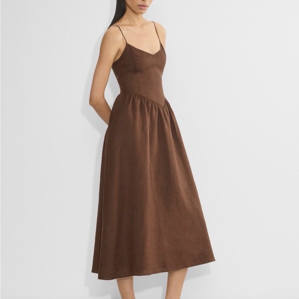 Aritzia Wilfred Brown Influence Linen Maxi Dress